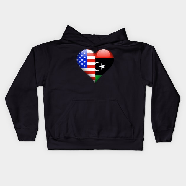 Half American Half Libyan - Gift for Libyan From Libya Kids Hoodie by Country Flags